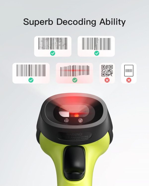 Inateck Scanner de Code-Barres Laser sans Fil 2.4GHz, Rayon de 35m, Scan Automatique et Précis, 180 Jours D'autonomie en Veille, BCST-60 - Image 3
