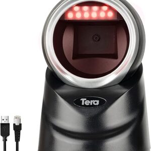 Tera Scanner de Codes-Barres Professionnel 2D QR omnidirectionnel réglable - Plateforme Mains Libres USB - Lecteur de Codes-Barres Automatique pour Le marché de Vente au détail - 9100