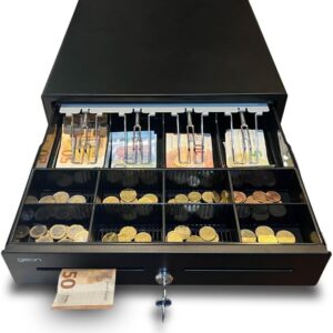 Tiroir Caisse Enregistreuse 41x42-4 Compartiments Billets 8 Pièces - Noir